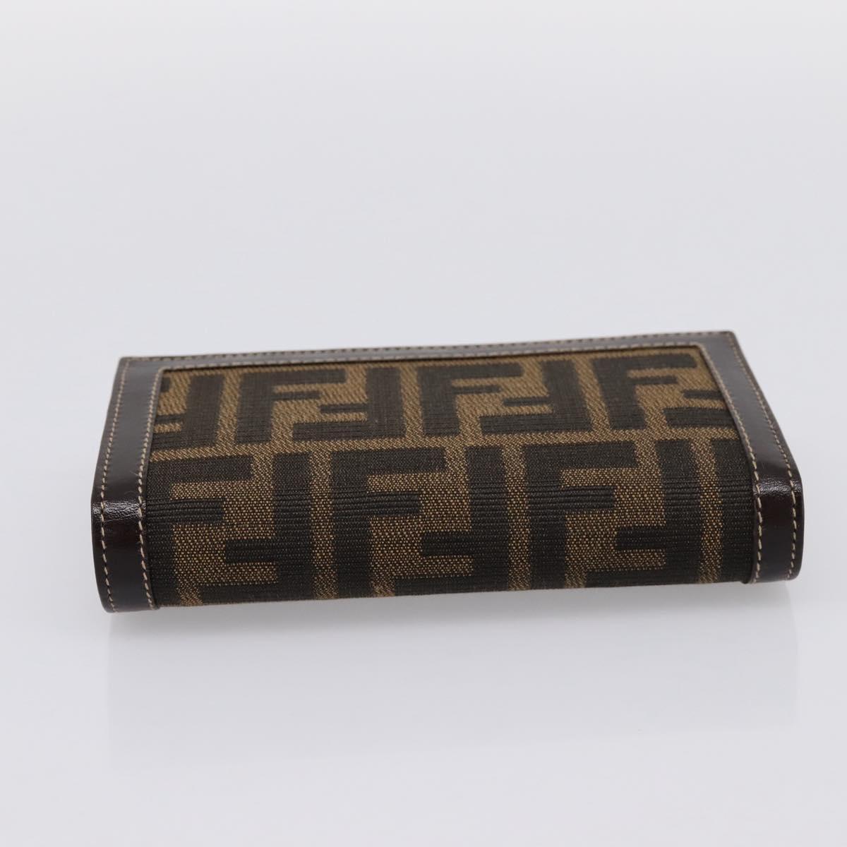 FENDI Zucca Canvas Bifold Wallet Black Brown Auth 196628V