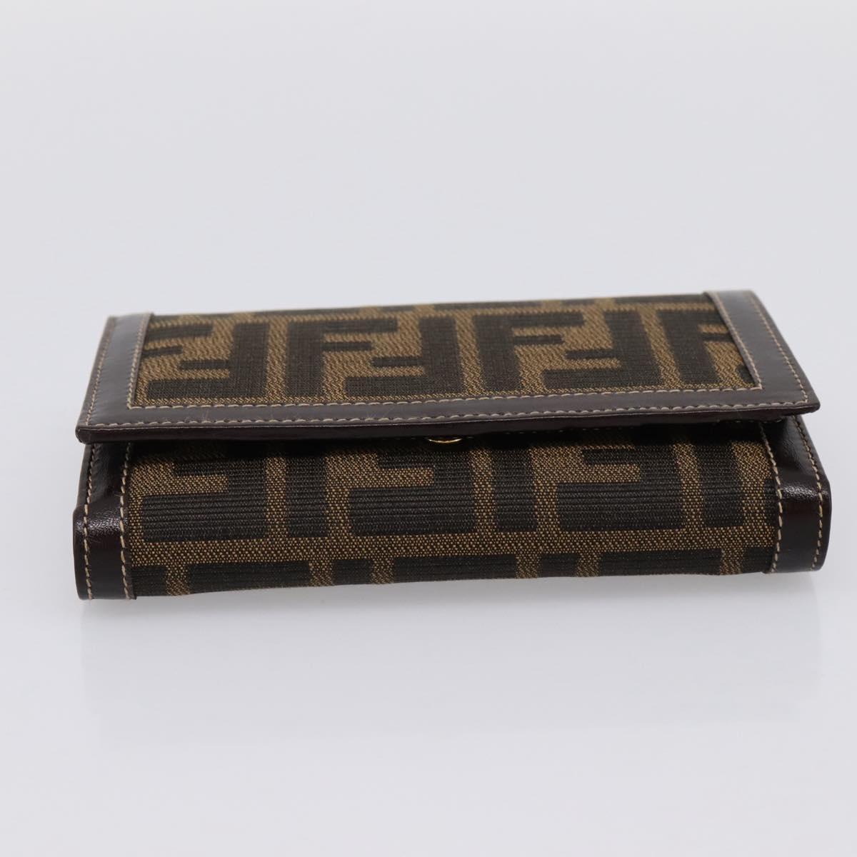 FENDI Zucca Canvas Bifold Wallet Black Brown Auth 196628V
