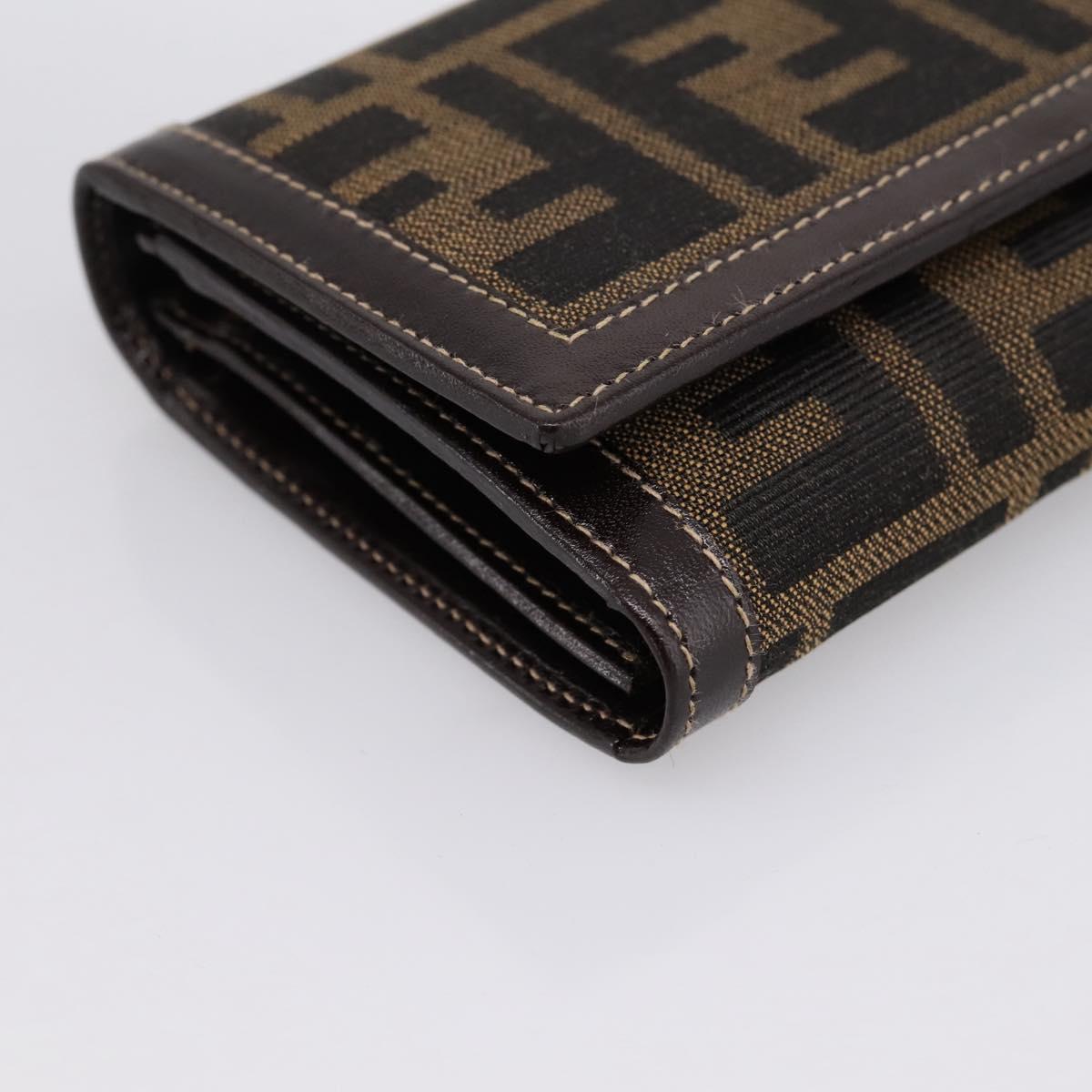 FENDI Zucca Canvas Bifold Wallet Black Brown Auth 196628V