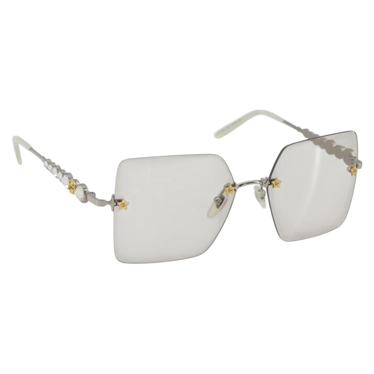 GUCCI Glasses Metal White Silver GG0644S Auth 196630M