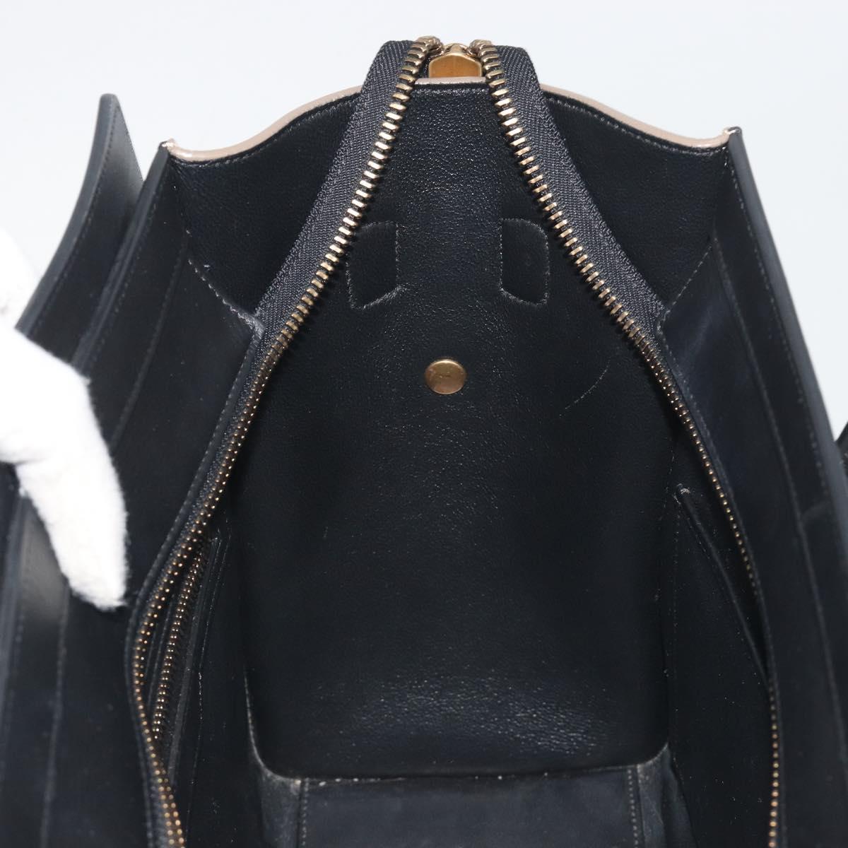 CELINE Luggage Micro Shopper Hand Bag Leather White Gold Auth 196632V