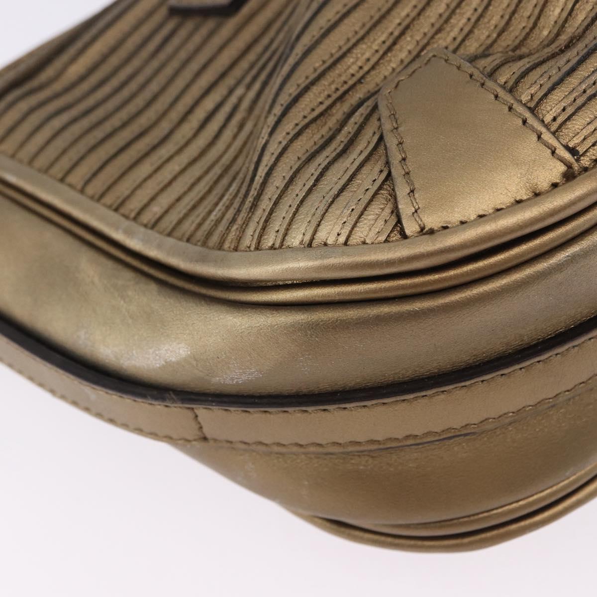 BURBERRY Shoulder Bag Leather Gold Auth 196634