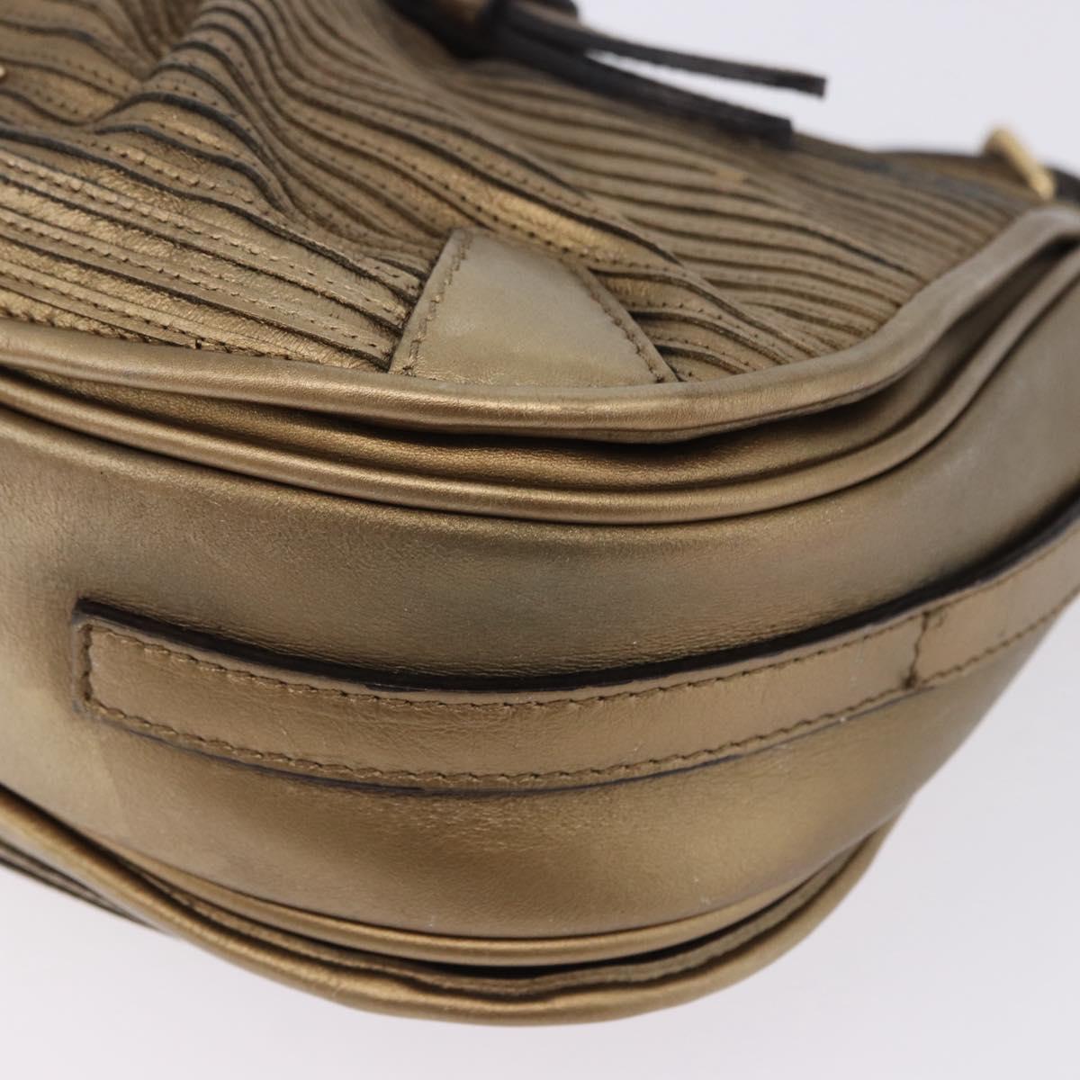 BURBERRY Shoulder Bag Leather Gold Auth 196634