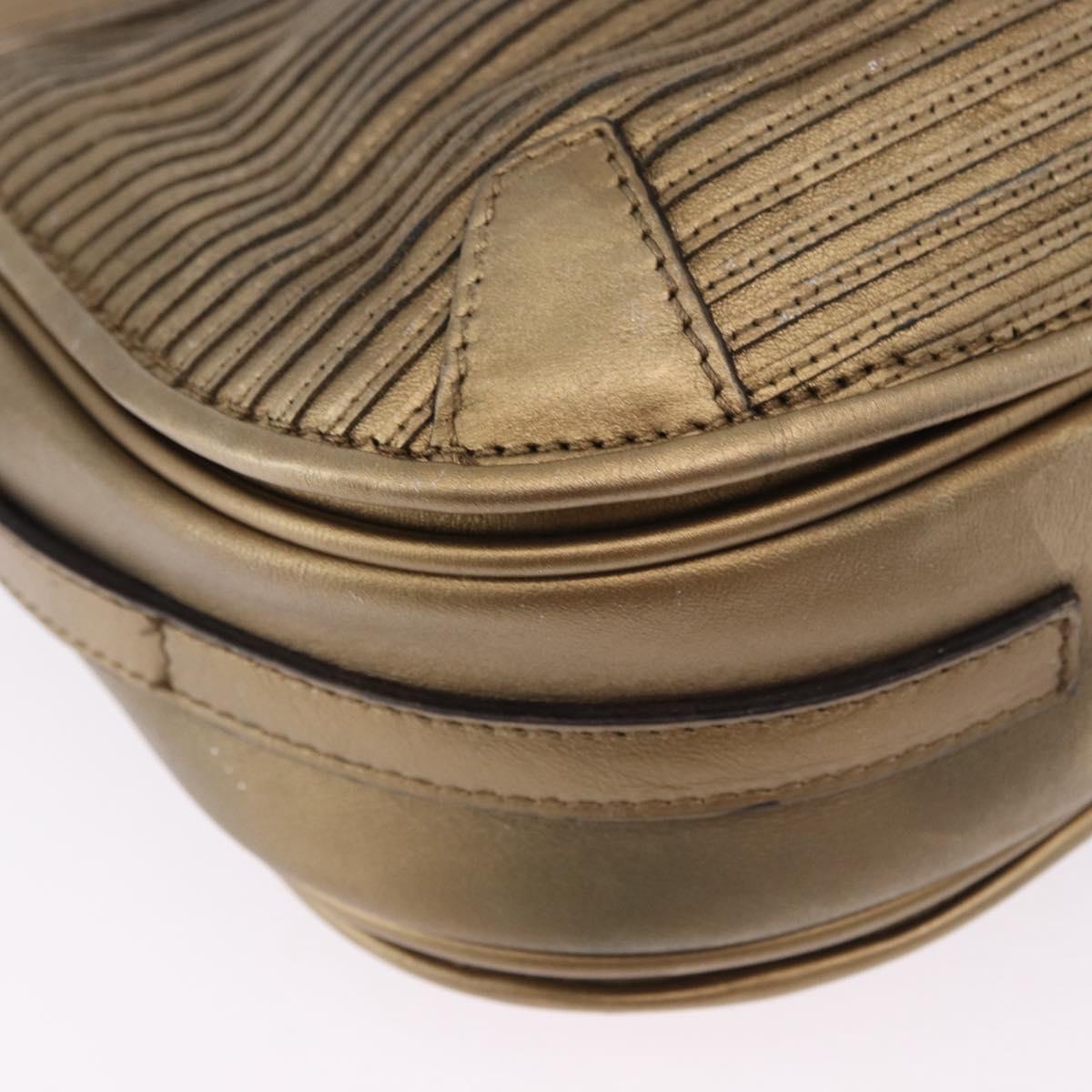 BURBERRY Shoulder Bag Leather Gold Auth 196634