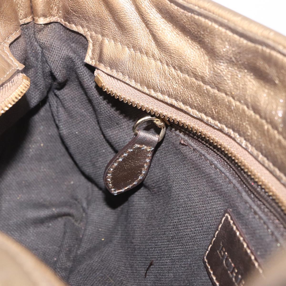BURBERRY Shoulder Bag Leather Gold Auth 196634