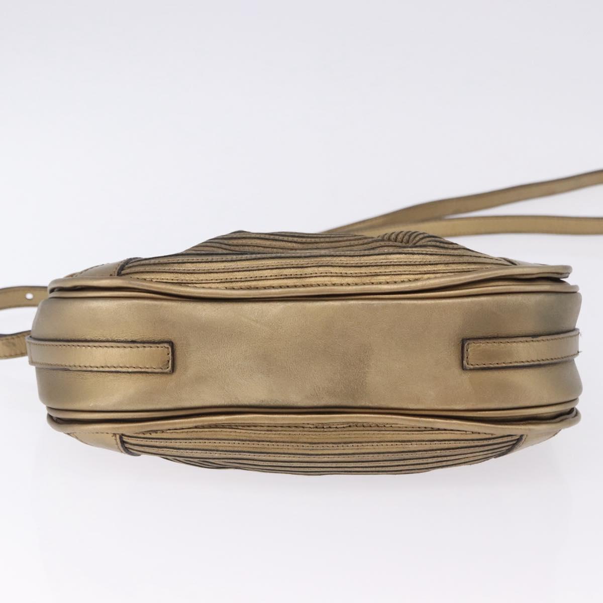 BURBERRY Shoulder Bag Leather Gold Auth 196634