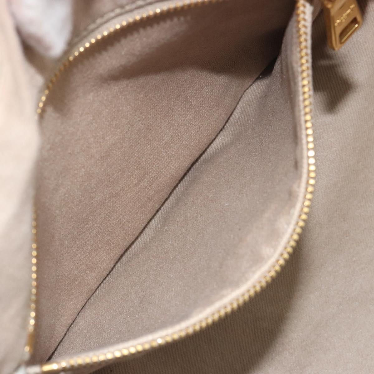 PRADA Canapa MM Hand Bag Canvas Beige Gold Auth 196635A
