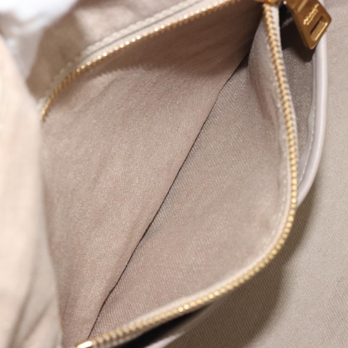 PRADA Canapa MM Hand Bag Canvas Beige Gold Auth 196635A