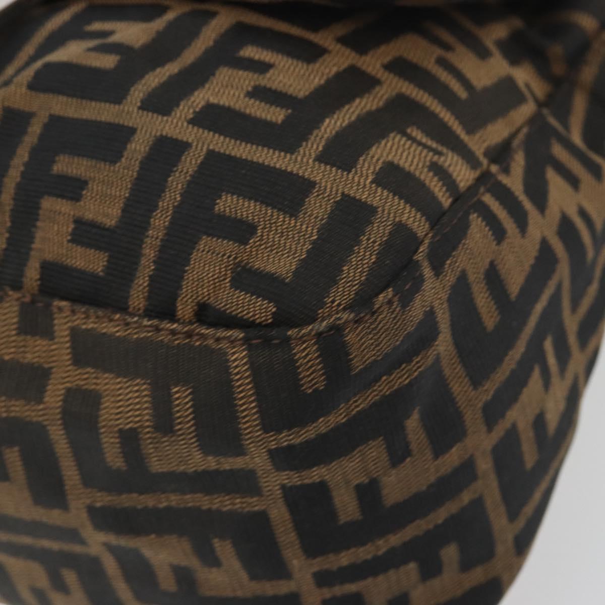 FENDI Zucca Canvas Mamma Baguette Shoulder Bag Brown Black Auth 196636M