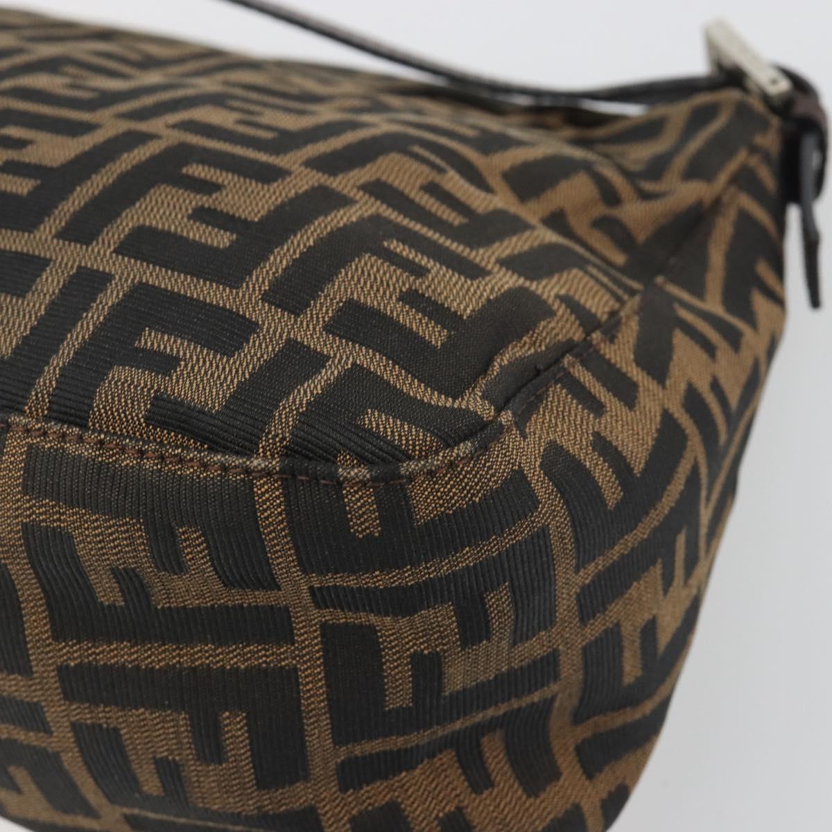 FENDI Zucca Canvas Mamma Baguette Shoulder Bag Brown Black Auth 196636M