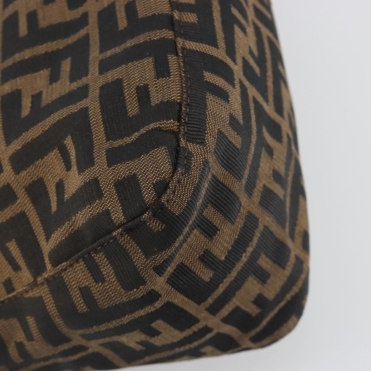 FENDI Zucca Canvas Mamma Baguette Shoulder Bag Brown Black Auth 196636M