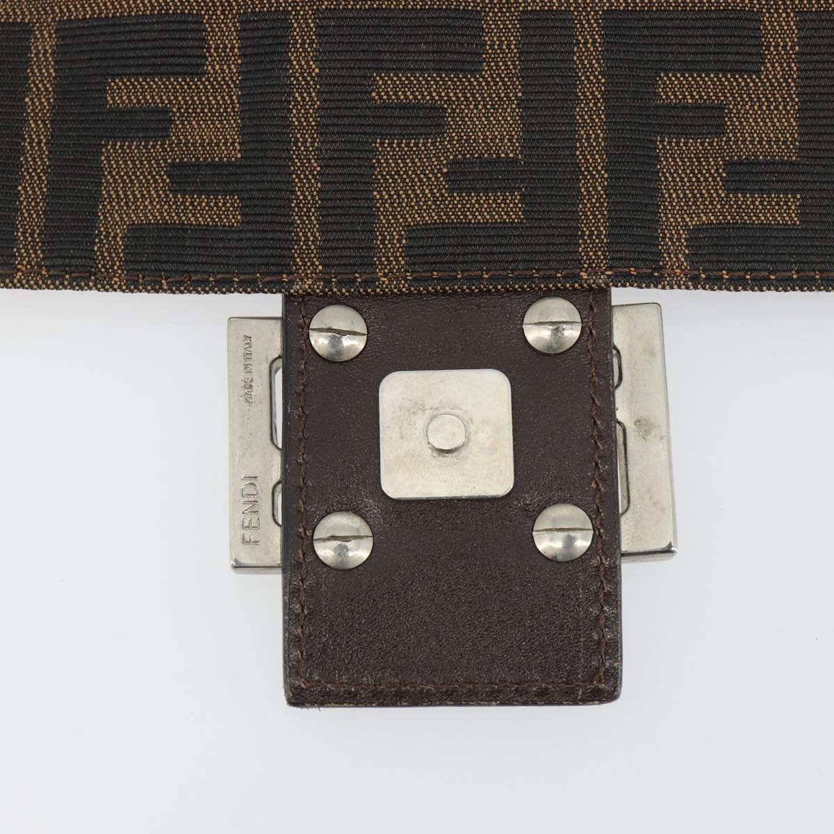 FENDI Zucca Canvas Mamma Baguette Shoulder Bag Brown Black Auth 196636M