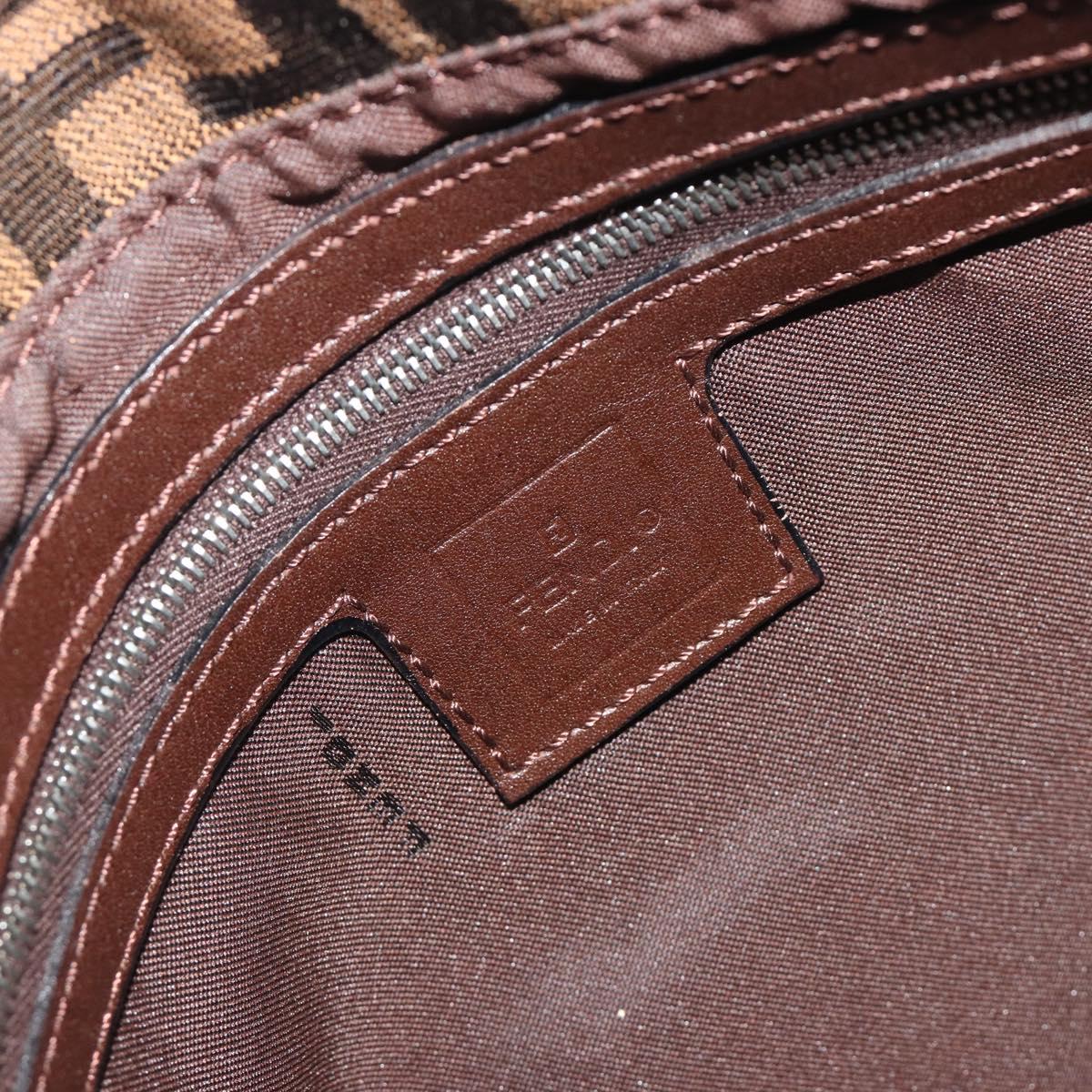 FENDI Zucca Canvas Mamma Baguette Shoulder Bag Brown Black Auth 196636M