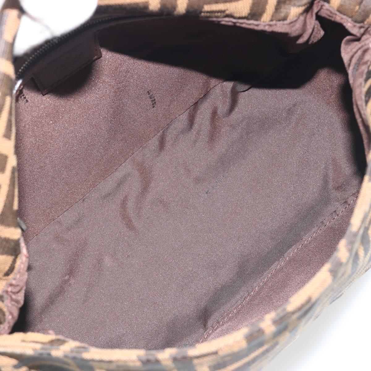FENDI Zucca Canvas Mamma Baguette Shoulder Bag Brown Black Auth 196636M