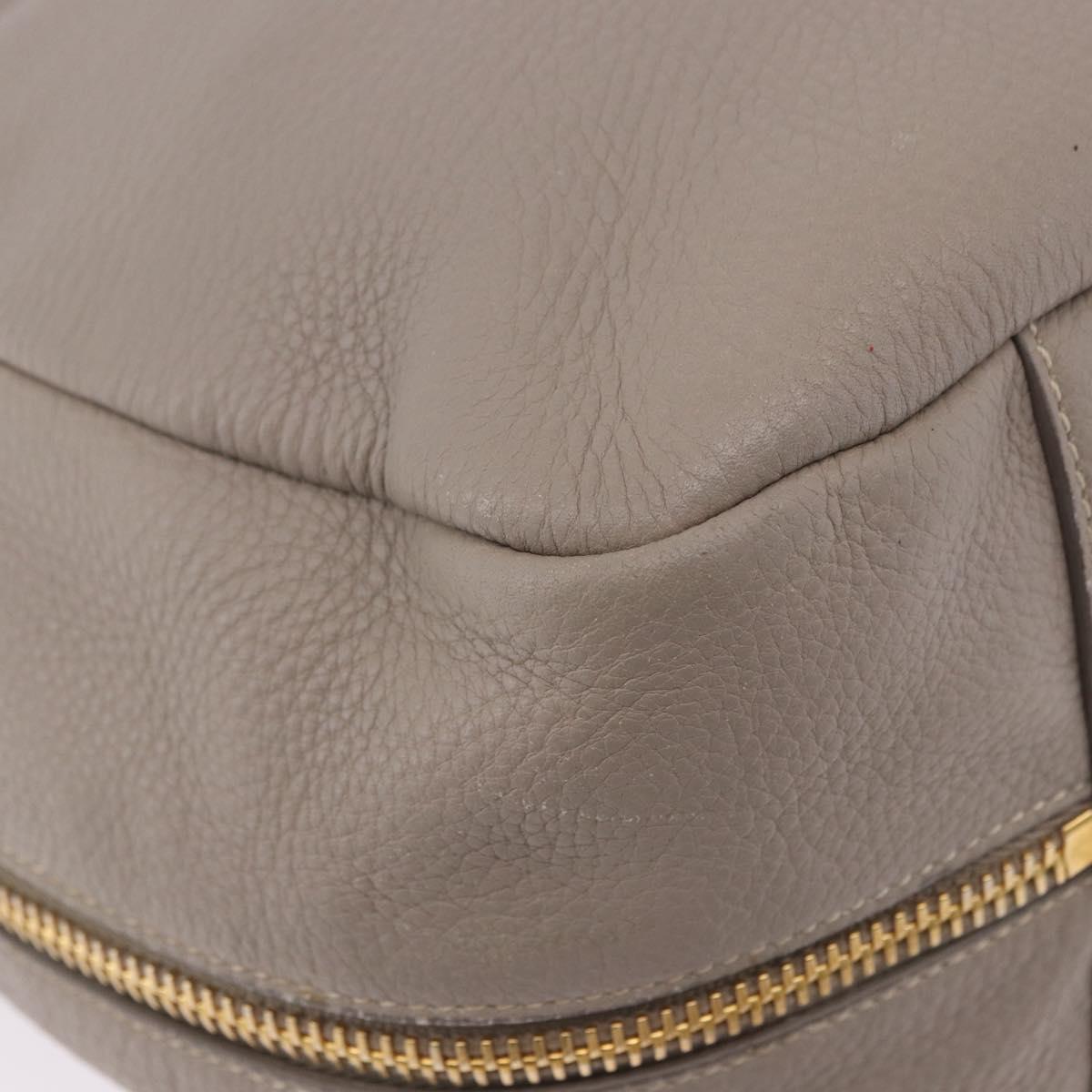PRADA Shoulder Bag Leather Beige Gold Auth 196638V