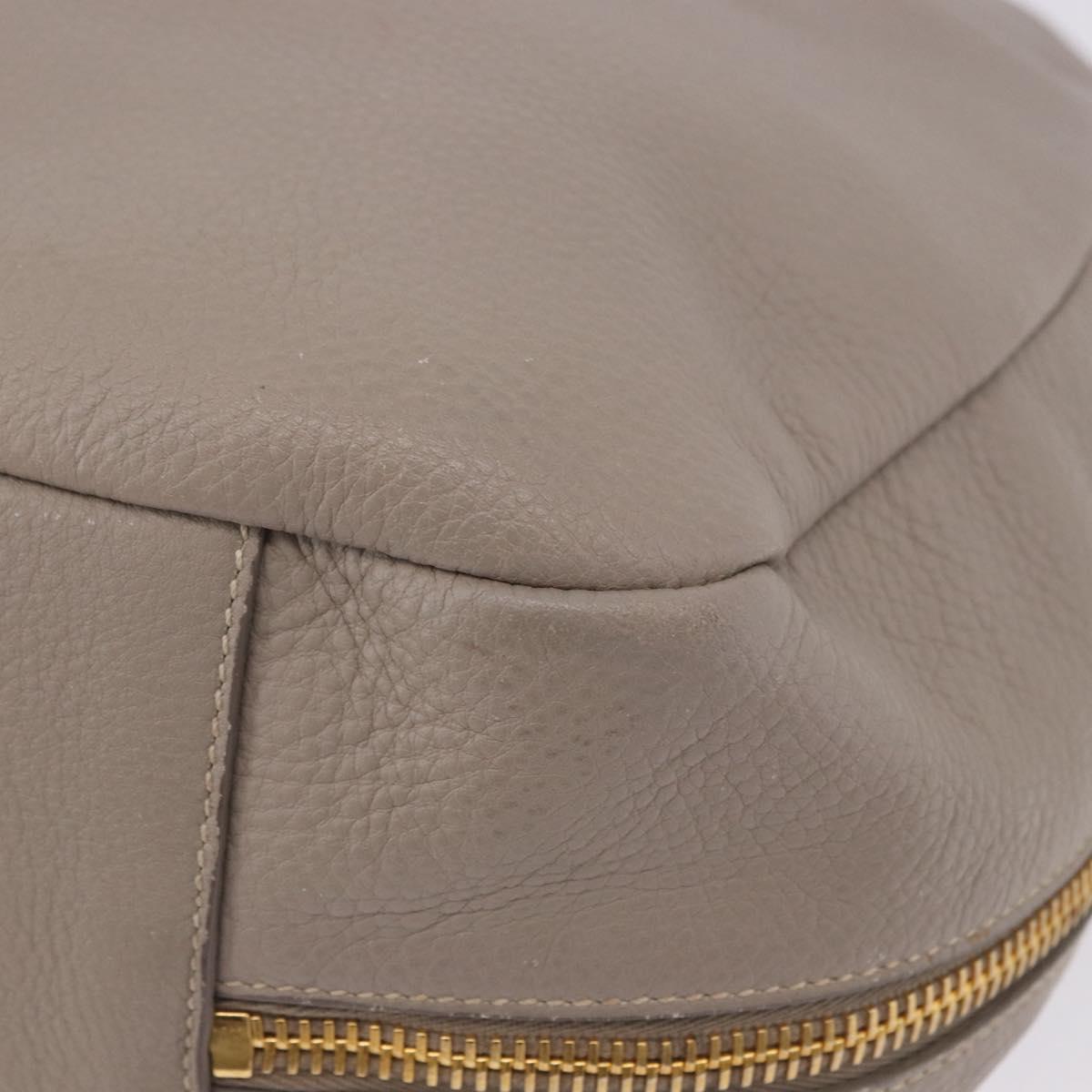 PRADA Shoulder Bag Leather Beige Gold Auth 196638V