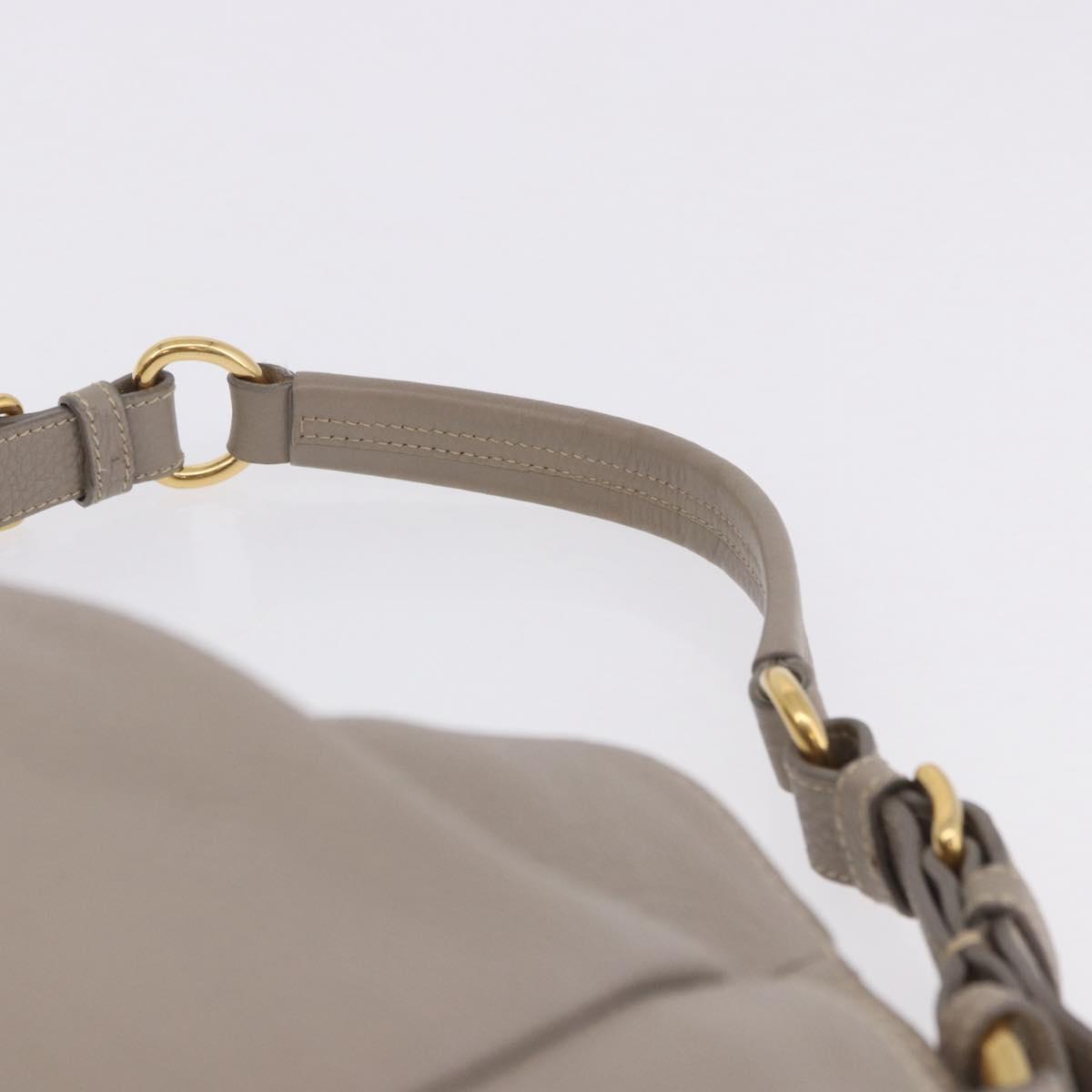 PRADA Shoulder Bag Leather Beige Gold Auth 196638V