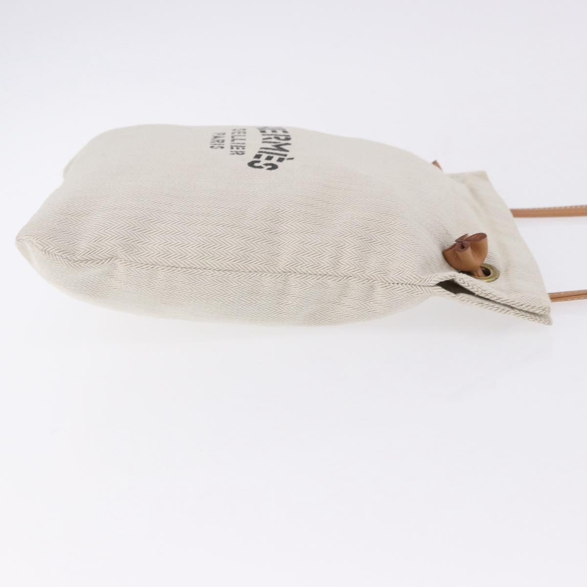 HERMES Aline Shoulder Bag Cotton Beige Gold Auth 196640A