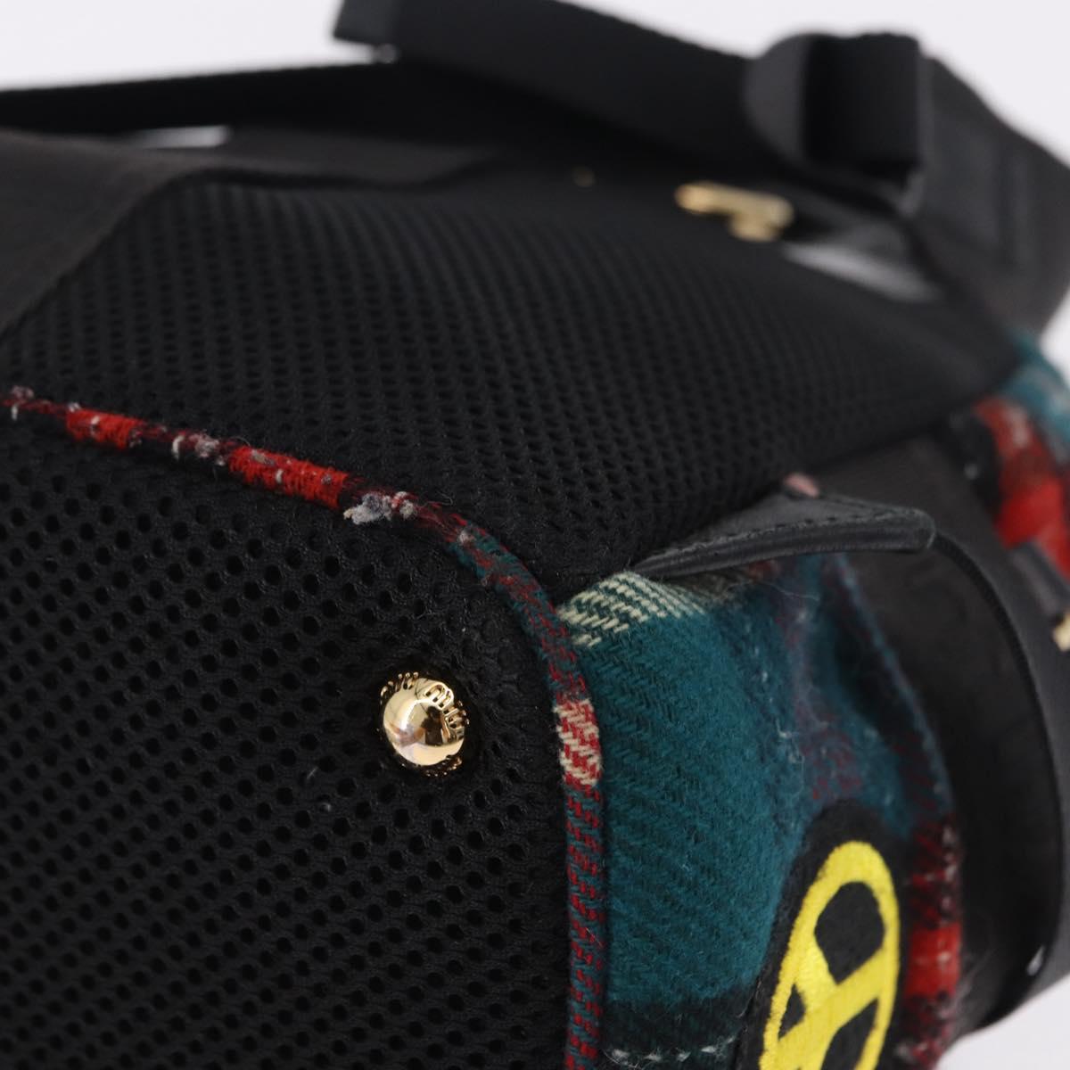 Miu Miu Backpack Wool Leather Red Green Gold Auth 196641M