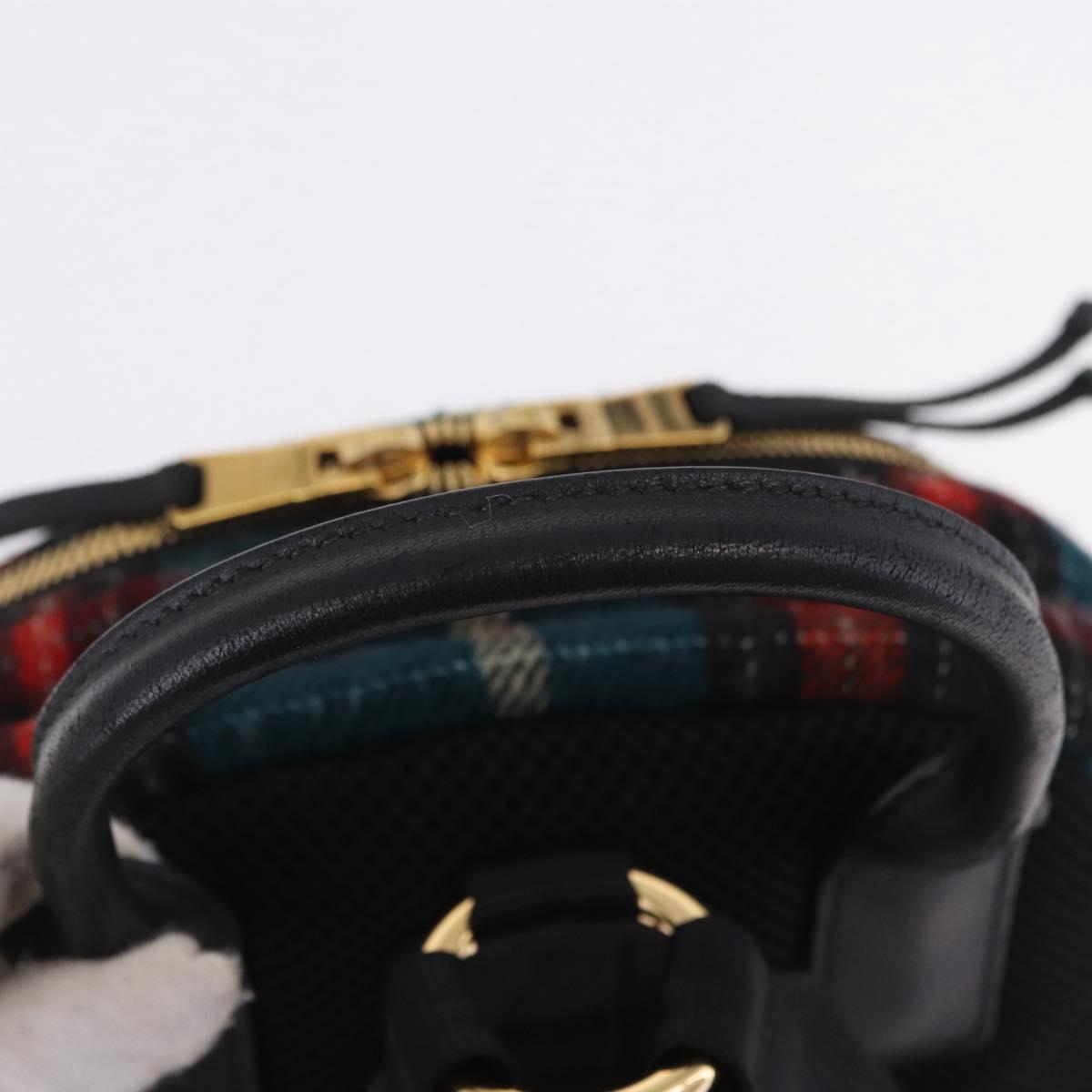Miu Miu Backpack Wool Leather Red Green Gold Auth 196641M