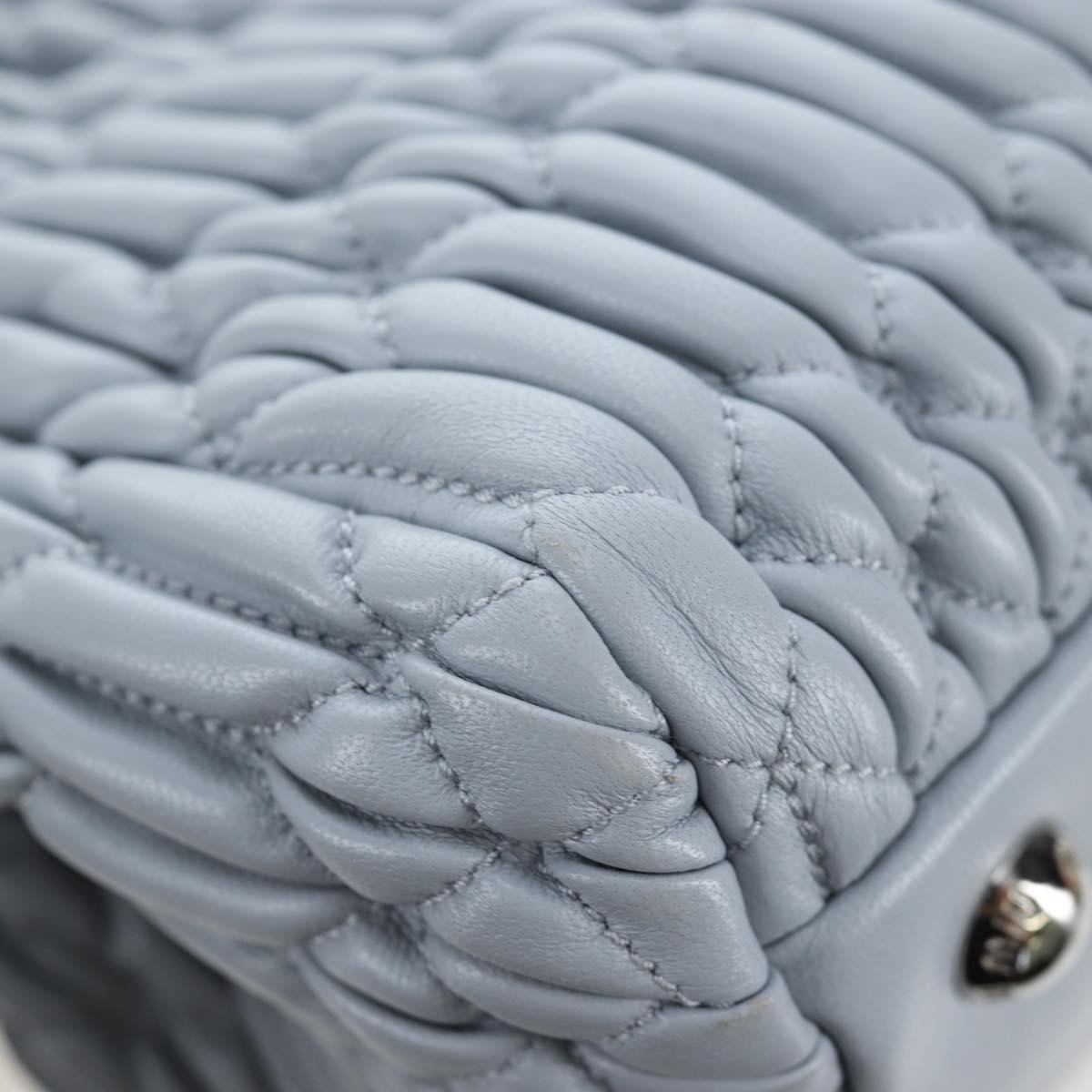 Miu Miu Nappa Crystal Hand Bag Leather 2way Light Blue Silver Auth 196642M