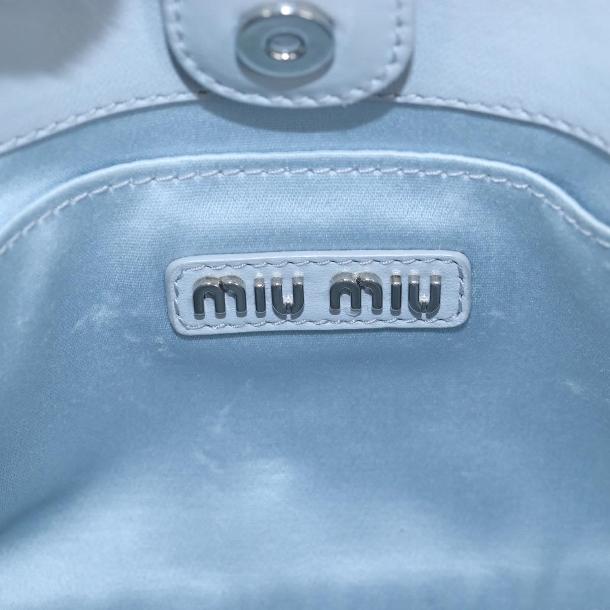 Miu Miu Nappa Crystal Hand Bag Leather 2way Light Blue Silver Auth 196642M