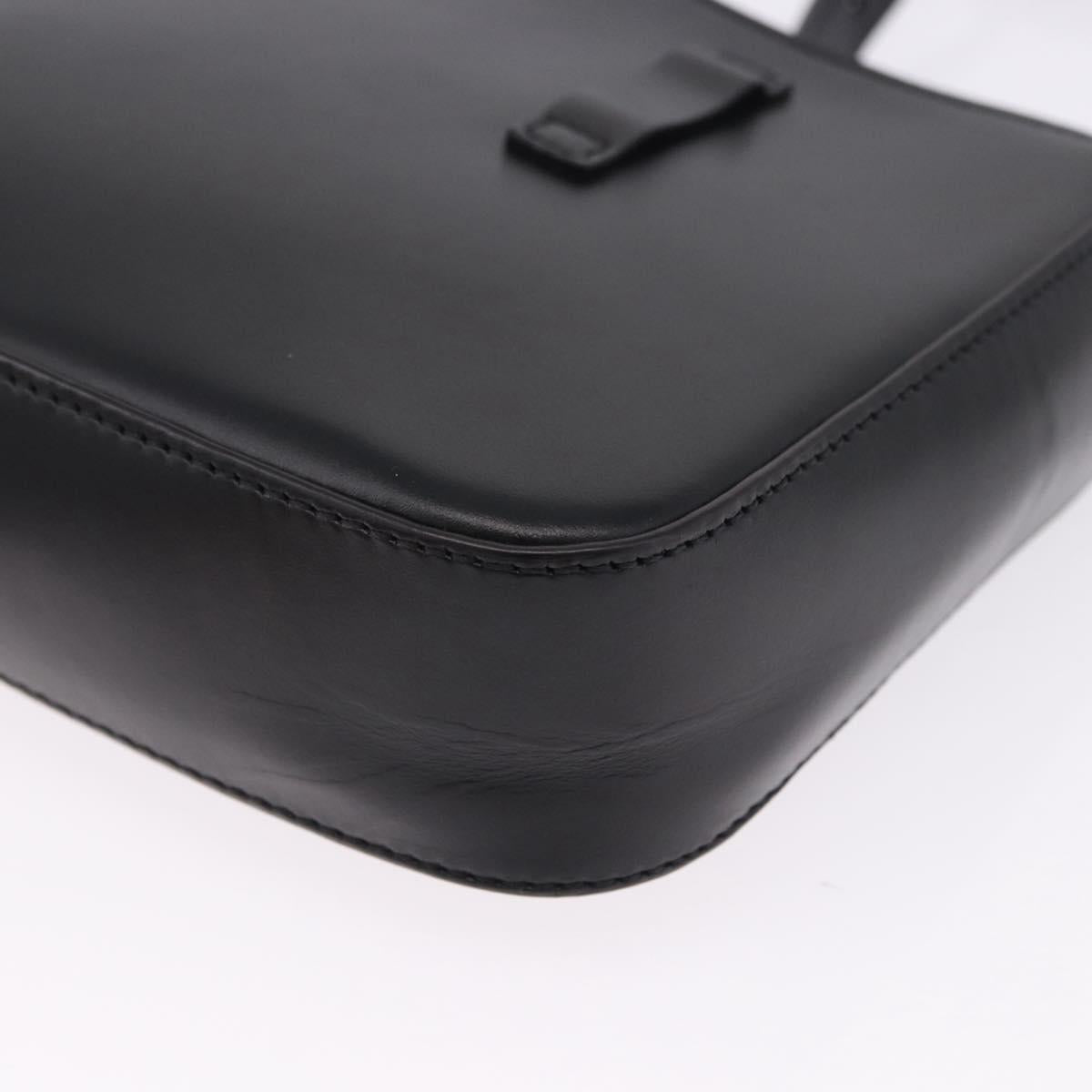 CARTIER C de Cartier Shoulder Bag Leather Black Gold Auth 196644V