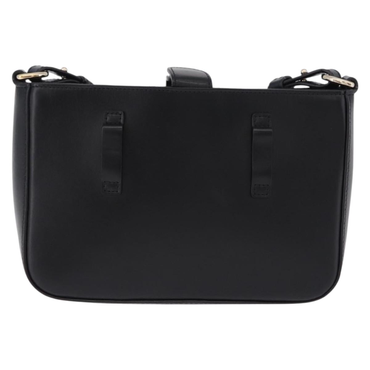 CARTIER C de Cartier Shoulder Bag Leather Black Gold Auth 196644V