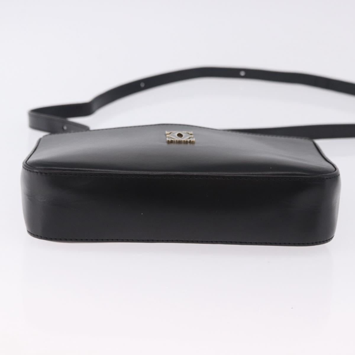 CARTIER C de Cartier Shoulder Bag Leather Black Gold Auth 196644V