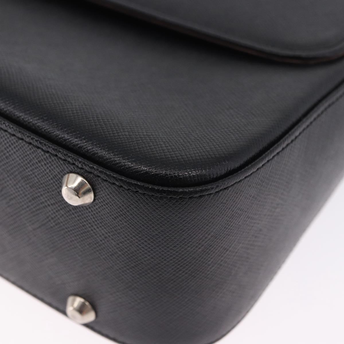 BURBERRY Shoulder Bag Leather Black Silver Auth 196645A
