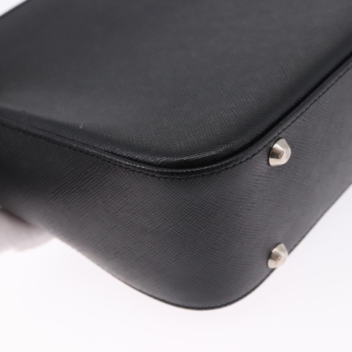 BURBERRY Shoulder Bag Leather Black Silver Auth 196645A