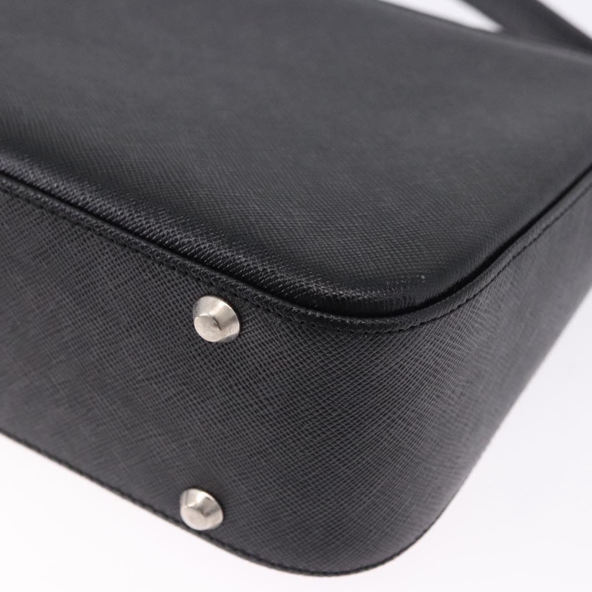 BURBERRY Shoulder Bag Leather Black Silver Auth 196645A