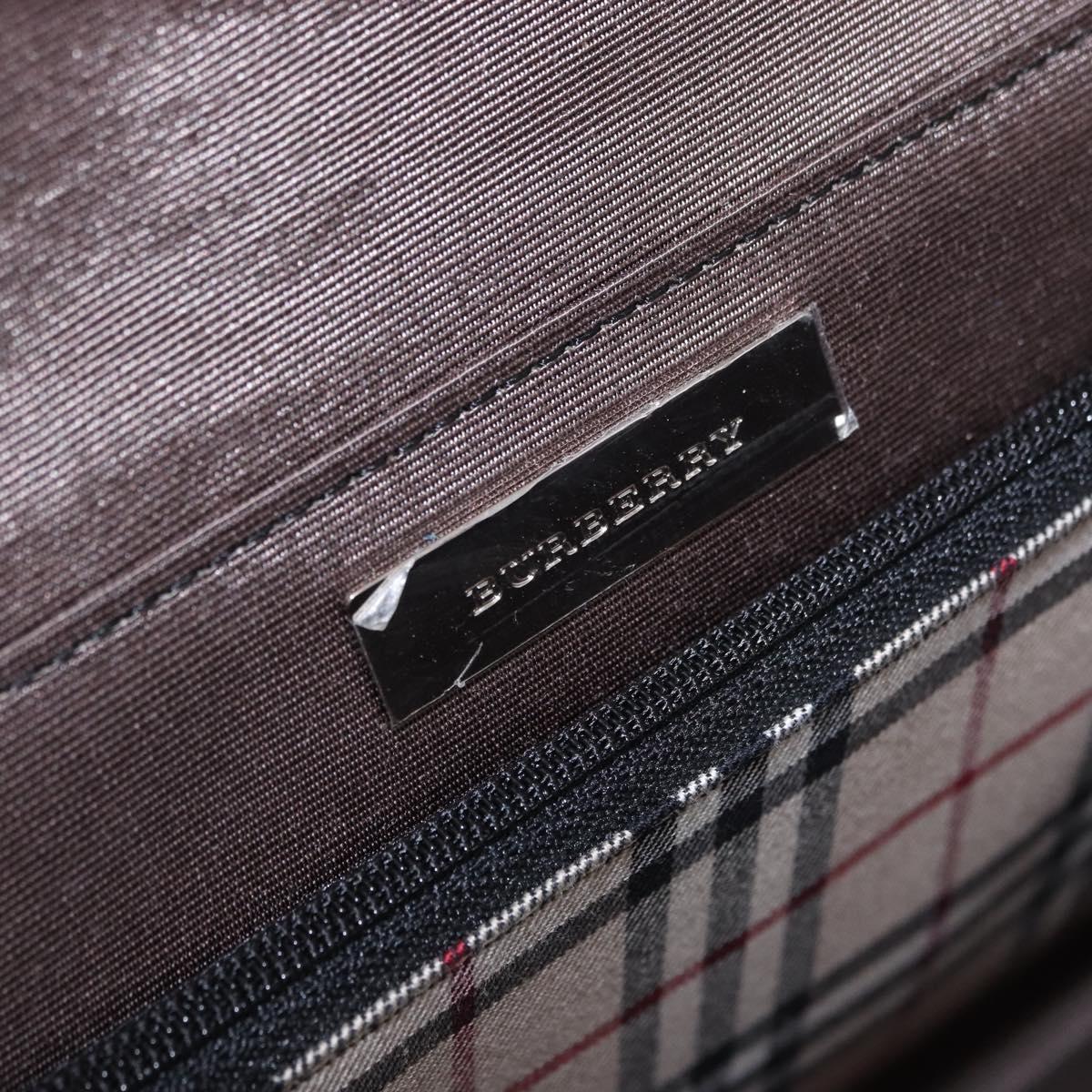 BURBERRY Shoulder Bag Leather Black Silver Auth 196645A