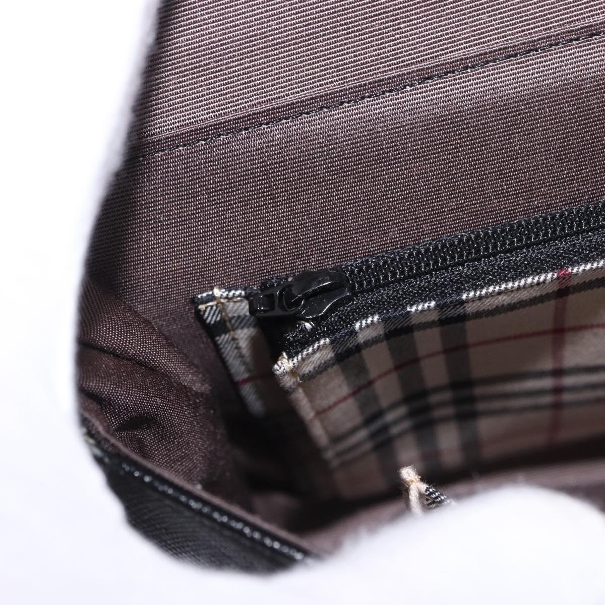 BURBERRY Shoulder Bag Leather Black Silver Auth 196645A