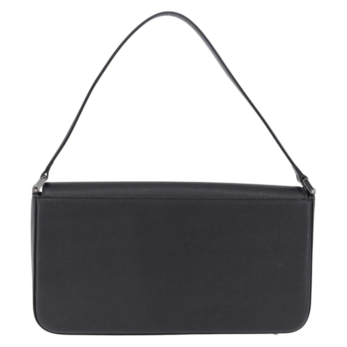 BURBERRY Shoulder Bag Leather Black Silver Auth 196645A