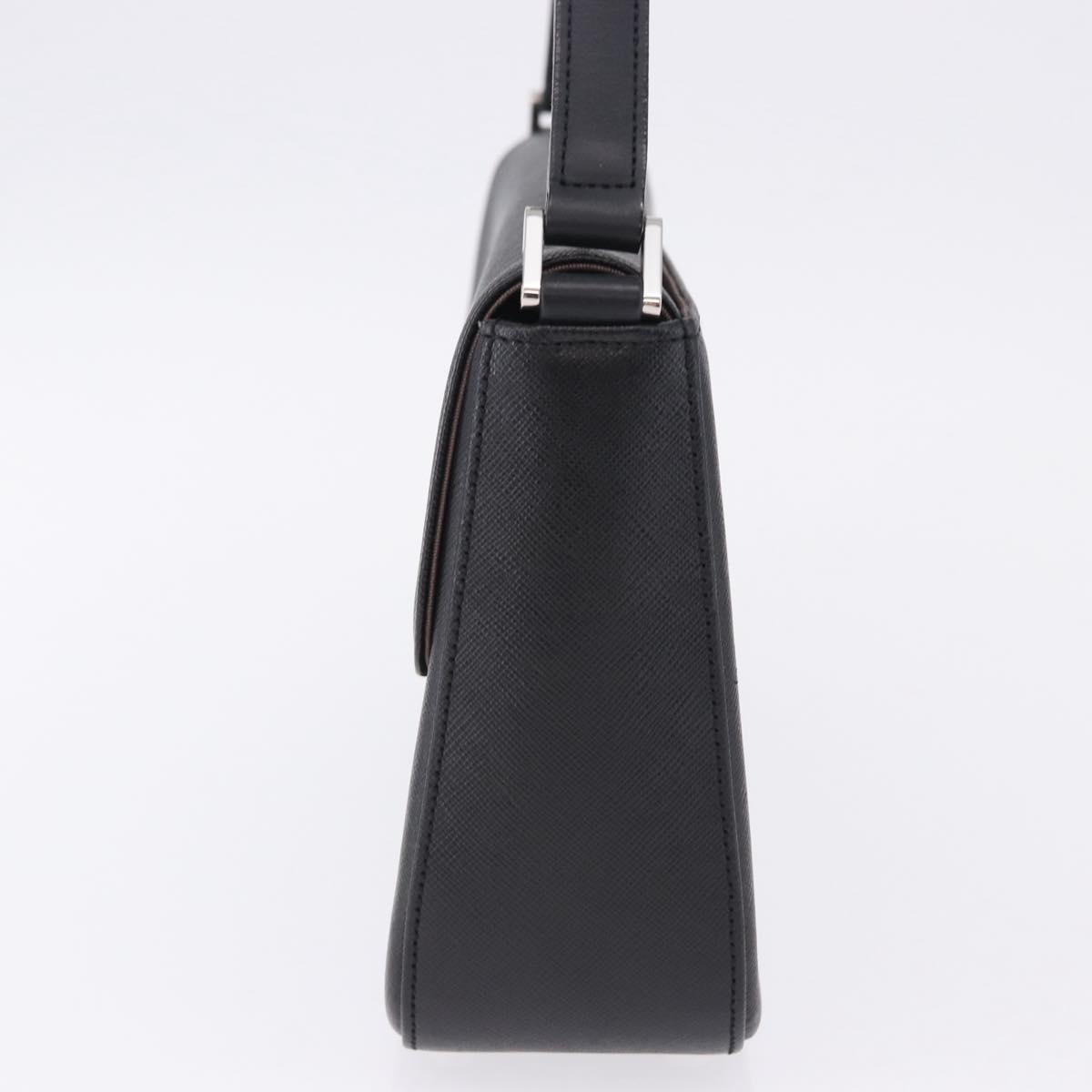 BURBERRY Shoulder Bag Leather Black Silver Auth 196645A