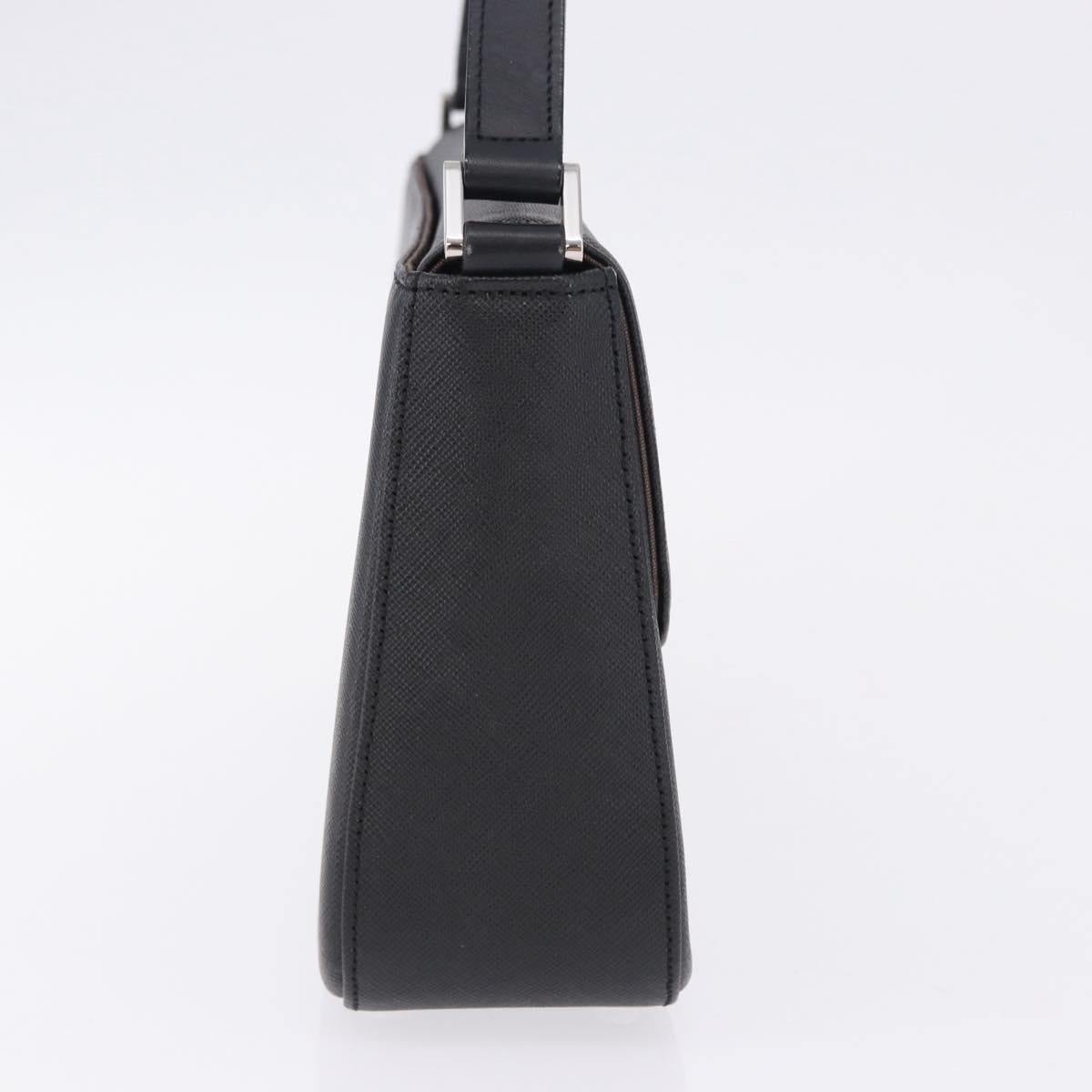 BURBERRY Shoulder Bag Leather Black Silver Auth 196645A