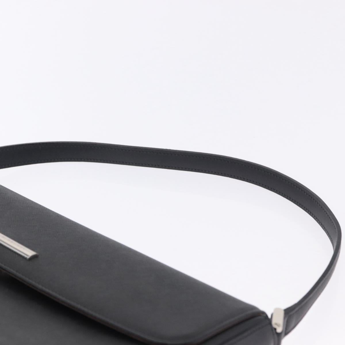 BURBERRY Shoulder Bag Leather Black Silver Auth 196645A