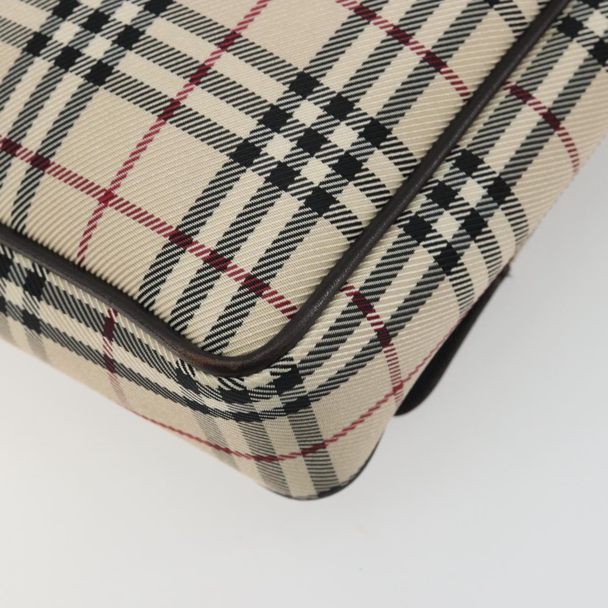 BURBERRY Nova Check Shoulder Bag Canvas Beige Silver Auth 196647A