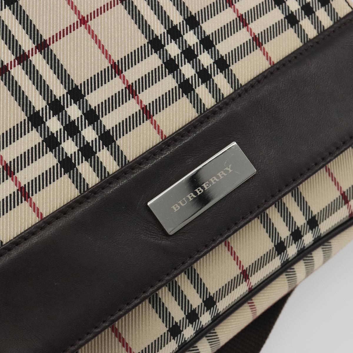 BURBERRY Nova Check Shoulder Bag Canvas Beige Silver Auth 196647A