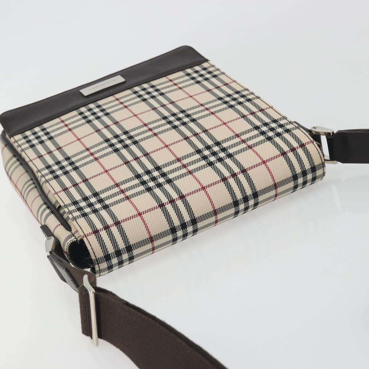 BURBERRY Nova Check Shoulder Bag Canvas Beige Silver Auth 196647A