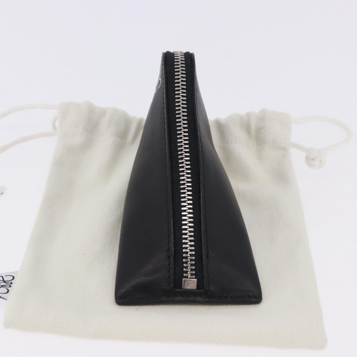 LOEWE Anagram Coin Purse Leather Black Silver Auth 196648M