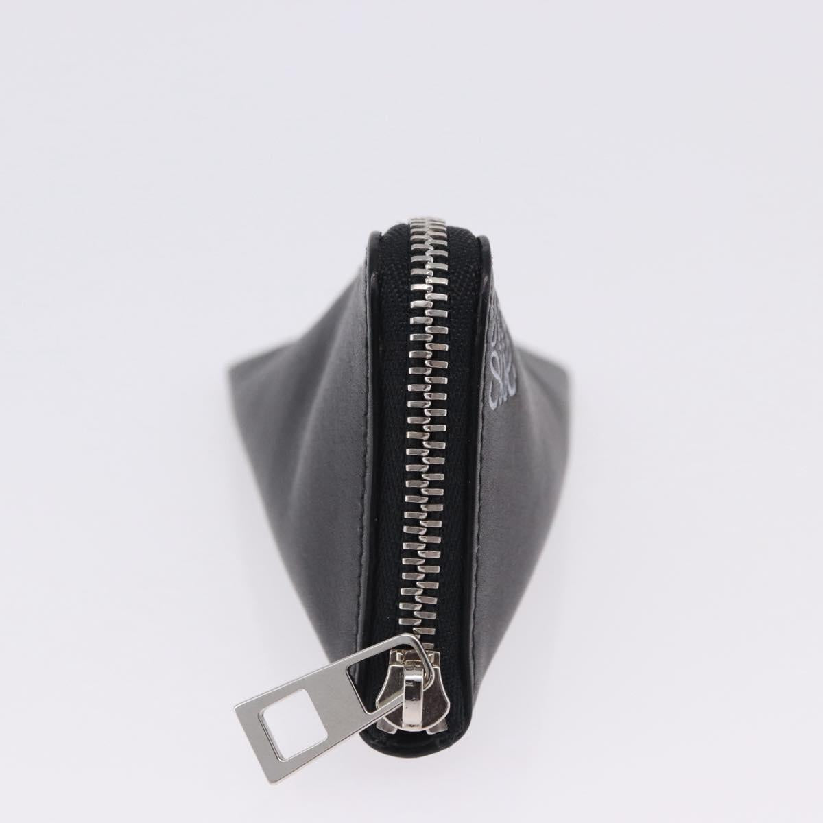 LOEWE Anagram Coin Purse Leather Black Silver Auth 196648M