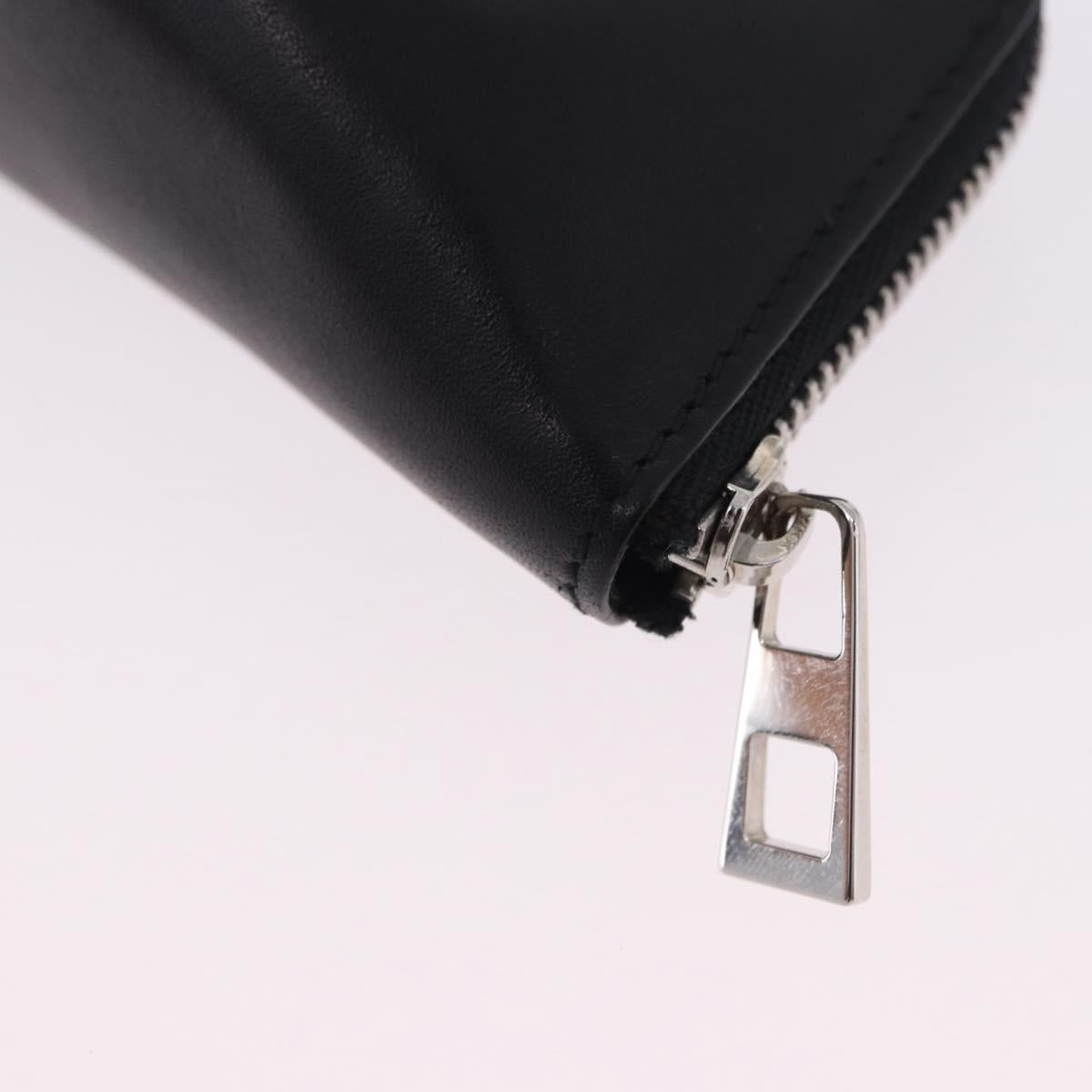LOEWE Anagram Coin Purse Leather Black Silver Auth 196648M