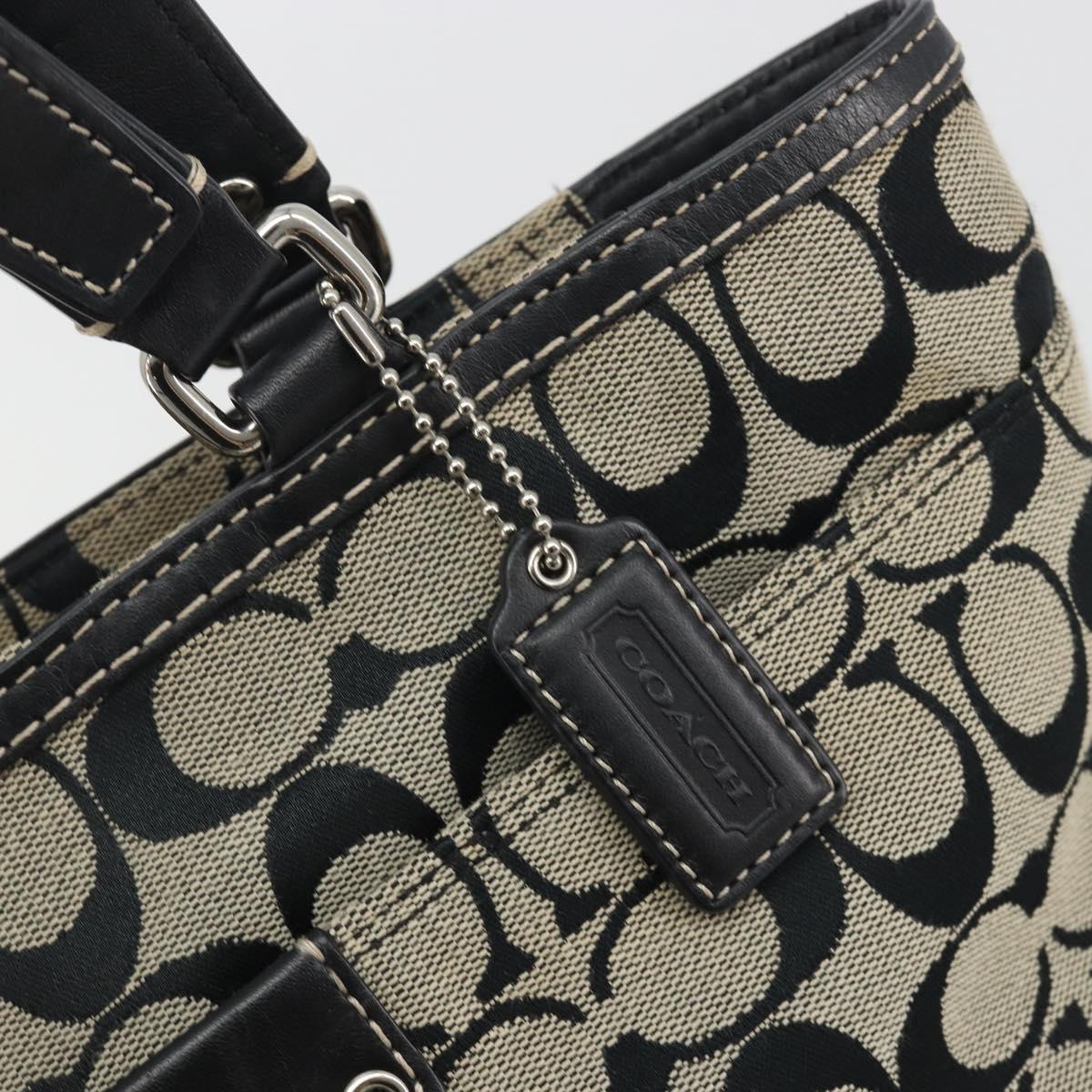 Coach Hand Bag Canvas Black Silver Auth 196652A
