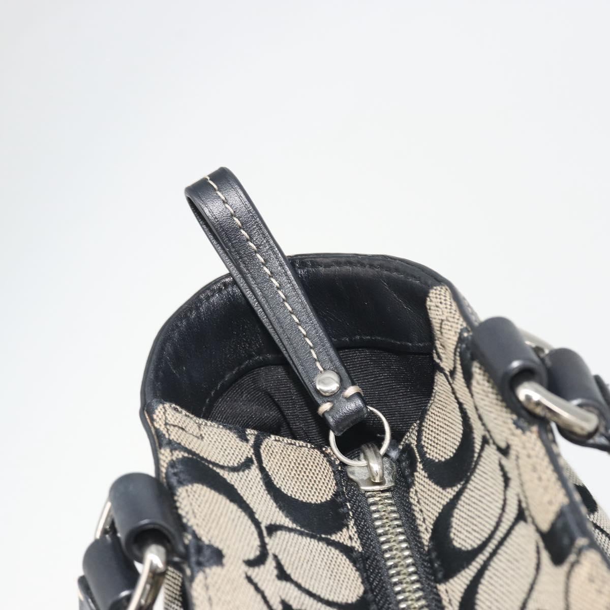 Coach Hand Bag Canvas Black Silver Auth 196652A