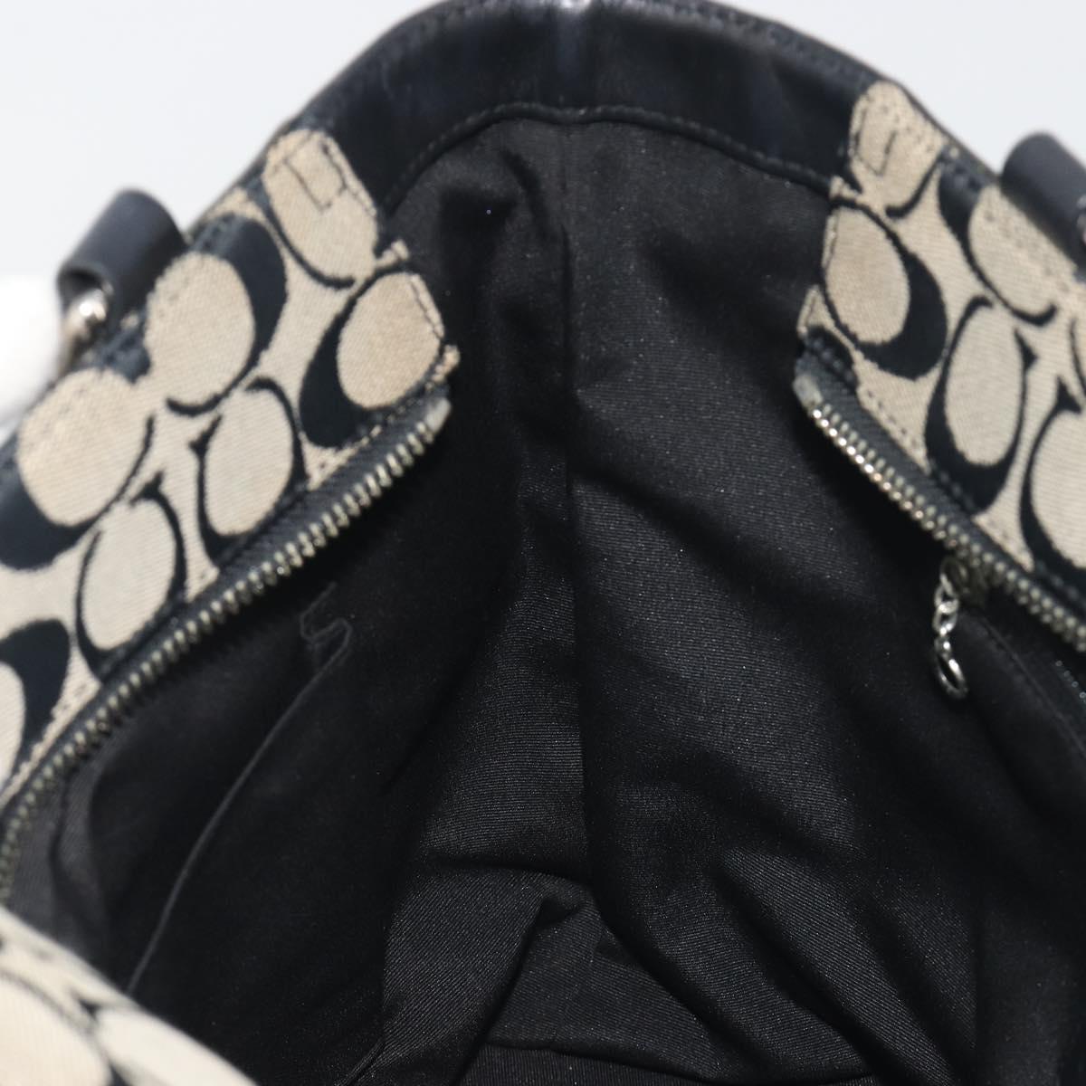 Coach Hand Bag Canvas Black Silver Auth 196652A
