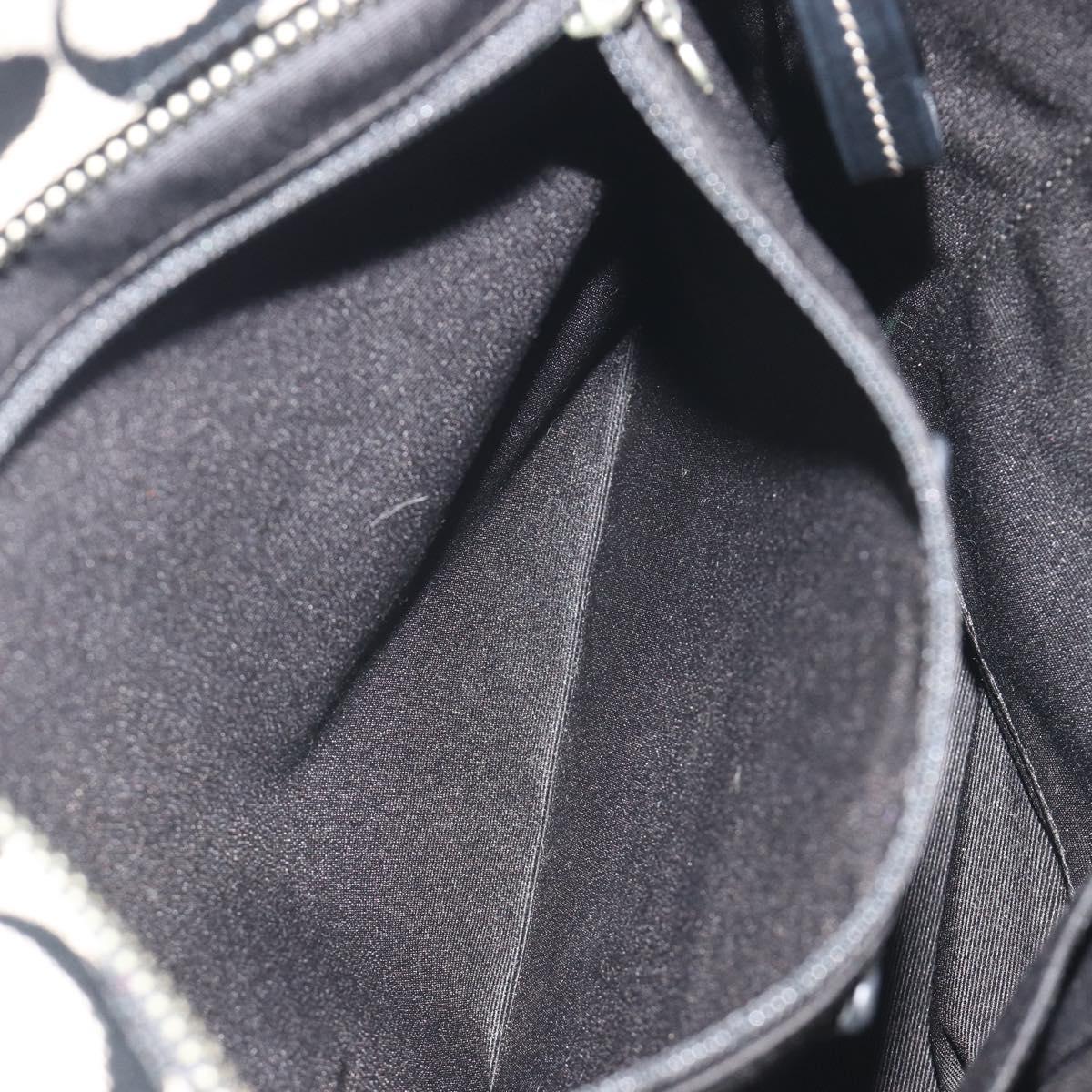 Coach Hand Bag Canvas Black Silver Auth 196652A