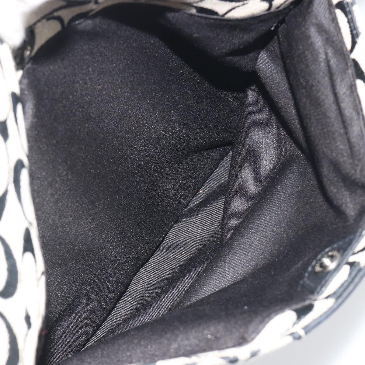 Coach Hand Bag Canvas Black Silver Auth 196652A