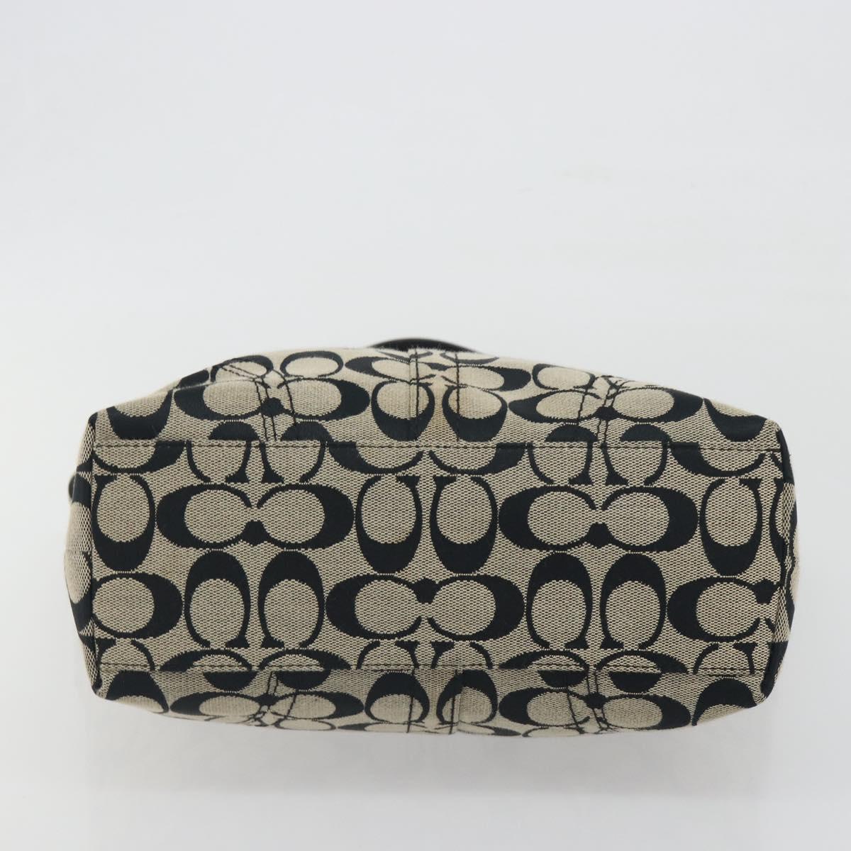 Coach Hand Bag Canvas Black Silver Auth 196652A